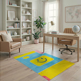 Cheerful Yellow Smiley Face Kids Rug