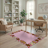 Cute Diverse Gingerbread Friends Pink Border Rug