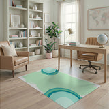 Teal Mint Abstract Arcs Area Rug