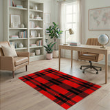 Rustic Farmhouse Black Buffalo Plaid Bold Red Black Buffalo Plaid Area Rug