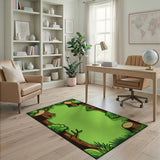 Whimsical Tree Stump Forest Green Area Rug
