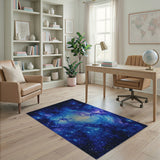 Cosmic Nebula Swirl Blue Teal Area Rug