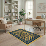Gold Navy Labyrinth Heritage Tribal Rug
