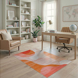 Orange Abstract Wavy Orange Area Rug