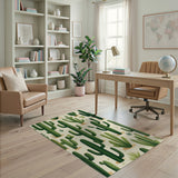 Lush Green Cactus Desert Area Rug