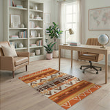 Vibrant Orange Southwestern Tribal Area Rug