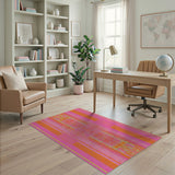 Vibrant Pink Orange Southwestern Striped Rug