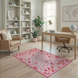 Whimsical Strawberry Pink Fruit Pattern Area Rug