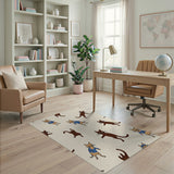 Whimsical Cartoon Cats Monkey Pattern Rug