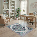 Teal Purple Mandala Floral Area Rug