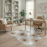 Beige Daisy Floral Area Rug