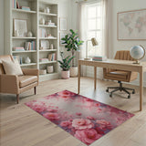 Pink Peony Floral Vintage Area Rug