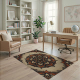 Vintage Orange Mandala Lotus Area Rug