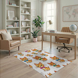 Cute Cartoon Orange Tabby Kittens with Bow Ties Area Rug