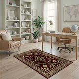 Ornate Burgundy Persian Medallion Area Rug