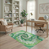 Green Hypnotic Green Spiral Area Rug