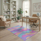 Multi-color and Patterns Abstract Area Vibrant Multi-Color Wavy Abstract Area Rug