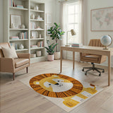 Adorable Cartoon Lion Yellow Area Rug