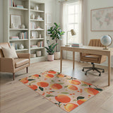 Peach Orchard Fruit Pattern Area Rug