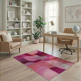 Modern Pink Geometric Abstract Area Rug