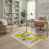 Yellow Vibrant Yellow Geometric Abstract Area Rug