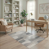 Geometric Modern Abstract Grey Geometric Area Rug