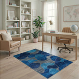 Blue and Teal Abstract Blue Teal Organic Shapes Area Rug