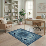 Moon Phase Celestial Blue Area Rug