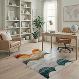 Layered Wave Multi-Color Abstract Area Rug