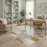 Abstract Beige Ochre Area Rug
