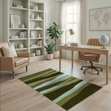 Layered Green Waves Abstract Area Rug
