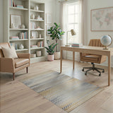 Beige Geometric Striped Area Rug