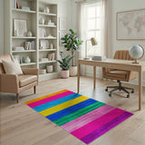 Vivid Multi-Color Horizontal Stripe Area Rug