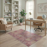 Pink Abstract Hearts Stars Area Rug
