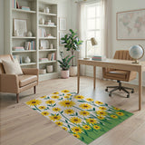Cheerful Yellow Sunflower Meadow Area Rug