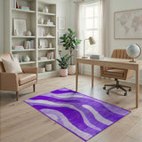 Purple Purple Wavy Abstract Area Rug