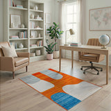 Vibrant Orange Abstract Area Rug with Organic Shapes