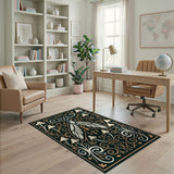 Ornate Moth Mushroom Art Nouveau Area Rug