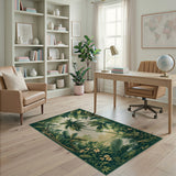 Lush Green Palm Jungle Oasis Area Rug