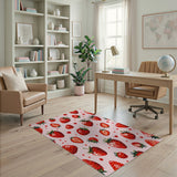 Pink Strawberry Pink Fruit Pattern Area Rug