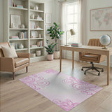 Elegant Pink Swirl Floral Area Rug