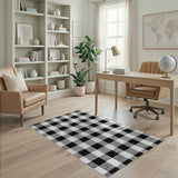 Black and White Checkered Black White Checkered Geometric Area Rug