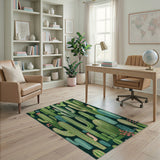 Teal Cactus Garden Area Rug