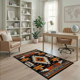 Bold Southwestern Geometric Area Rug Black Orange White