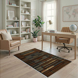 Orange Black Geometric Modern Area Rug