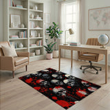 Red Skull Blood Splatter Washable Area Rug