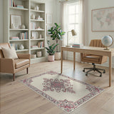 Pink Ornate Pink Medallion Persian Area Rug
