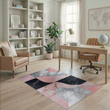 Pink Marble Geometric Abstract Area Rug
