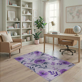 Purple Peony Watercolor Floral Area Rug