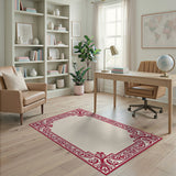 Red Ornate Floral Border Area Rug